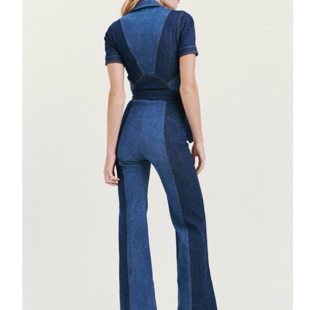 NEW Rare Stoned Immaculate Blue Jean Baby Denim Jumpsuit 70s Flared-Small/4-NWT - Picture 3 of 16